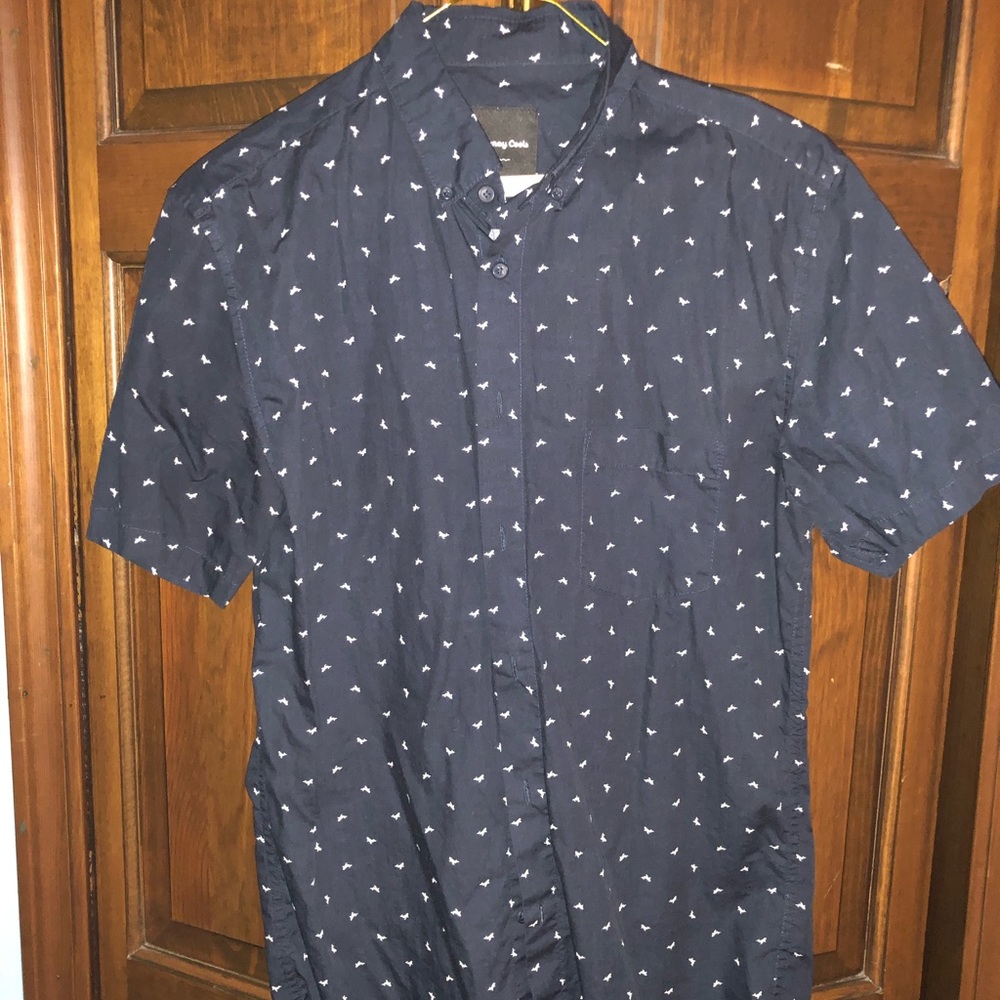 Shark Print Short Sleeve Button Down